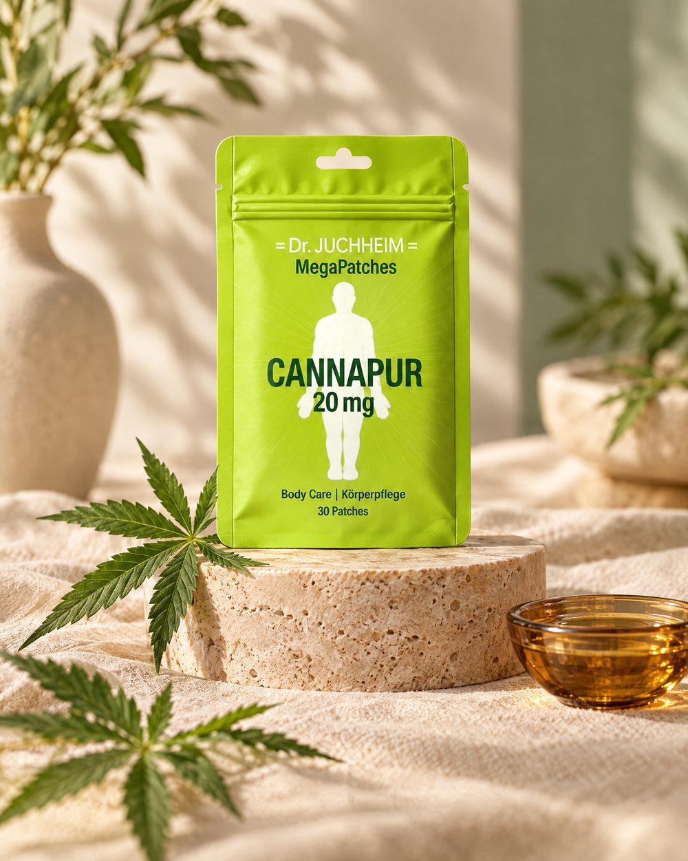 Mega Patches Cannapur 20 mit Hanfblättern